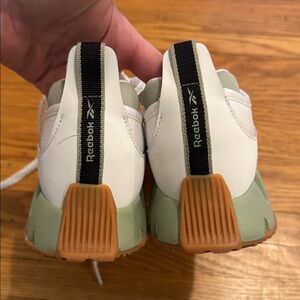 Reebok women’s White Sneakers with Olive Soles